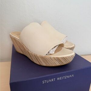 NWT Stuart Weitzman Women's Cream Wedge Sandals